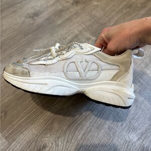 Valentino Garavani White and Beige Sneakers